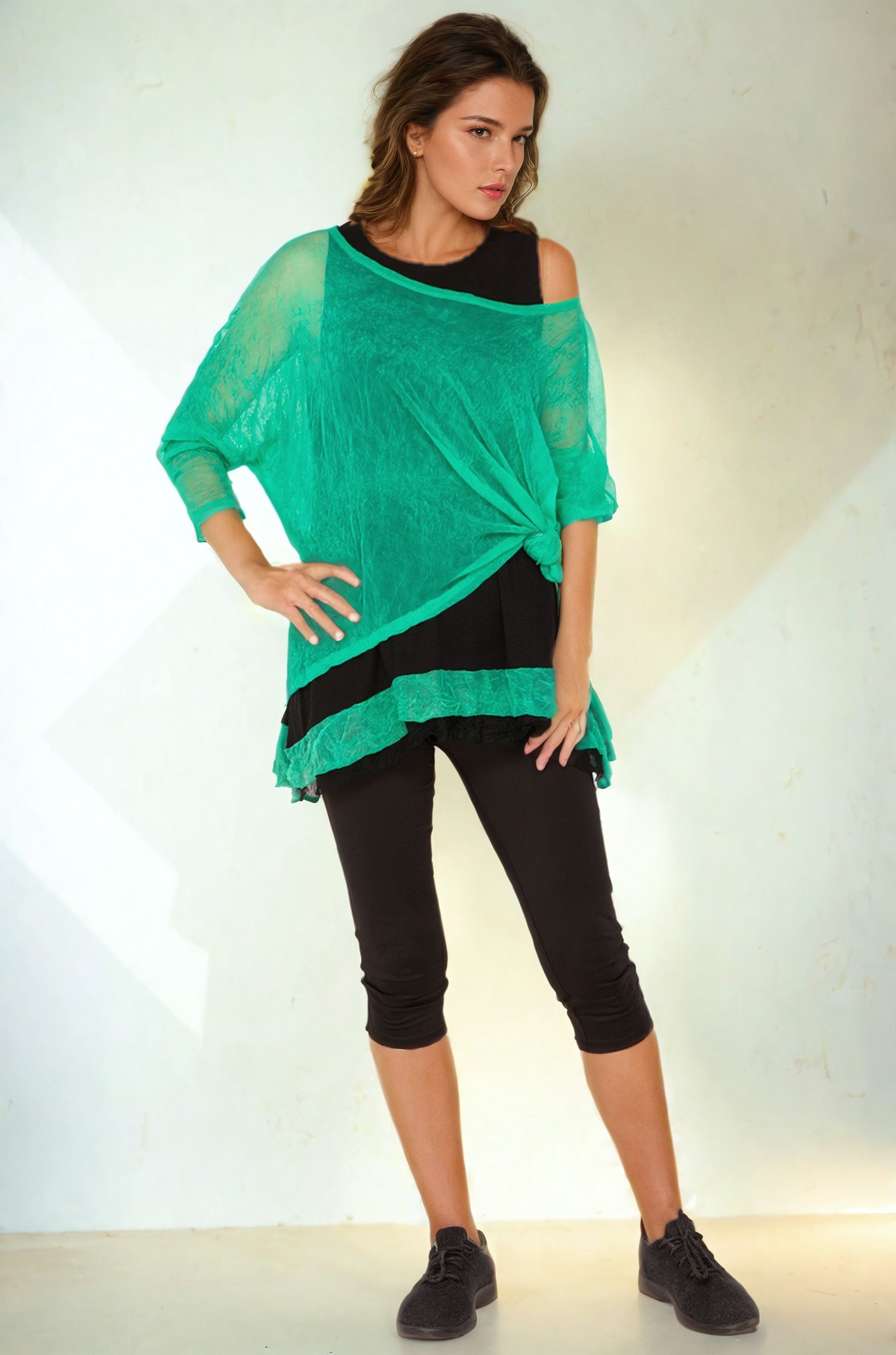 LuxeMesh Boxy Top Forest Green