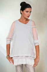 LuxeMesh Boxy Top Mist Grey