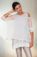 LuxeMesh Boxy Top Mist Grey