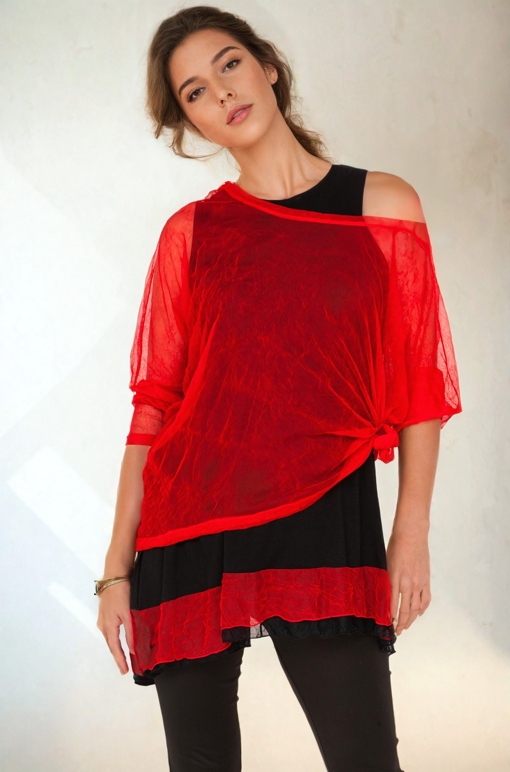 Sheer Comfort Mesh Tank Black Onyx/Fiery Red