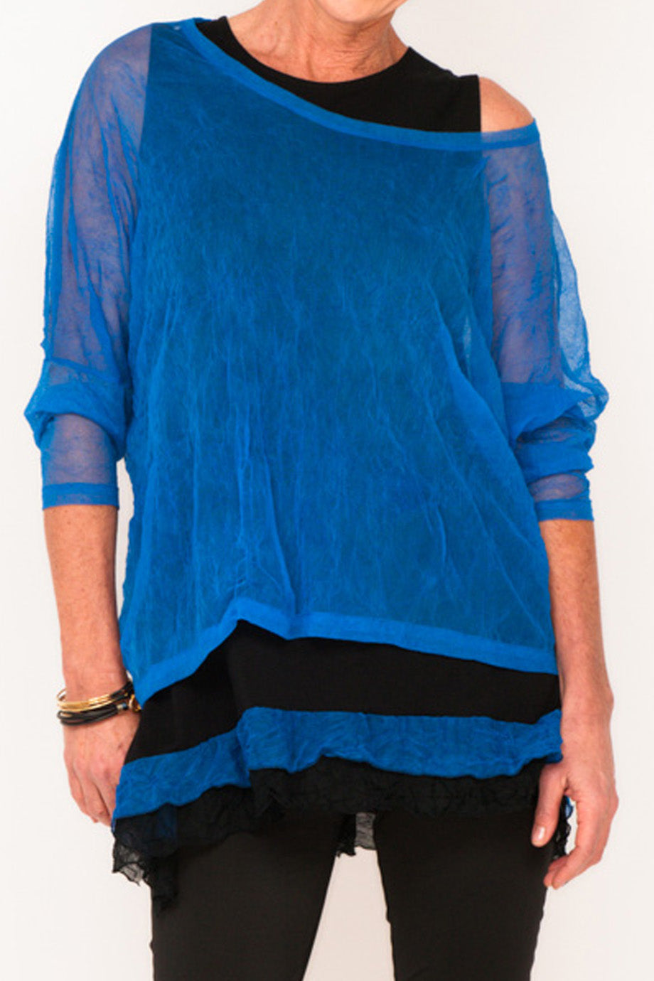 Donna Mesh Boxy Top - Cobalt - One Size