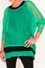 Donna Mesh Boxy Top - Emerald - One Size